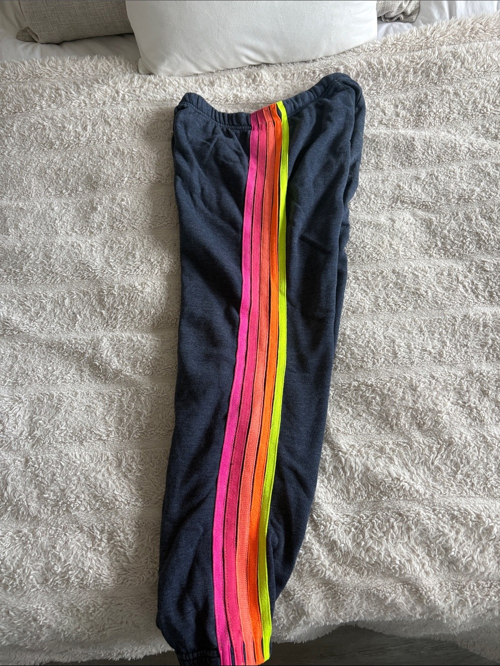 Aviator nation size medium  Navy Track Pants with Pink & Orange Stripe